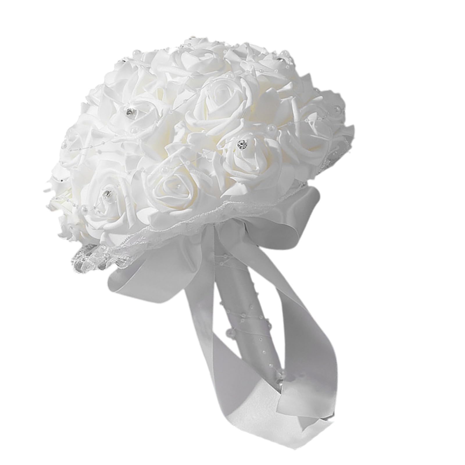 Msioytog Bridal Bouquet Artificial Flowers White Bouquet Proposal Party Wedding Reception Wedding