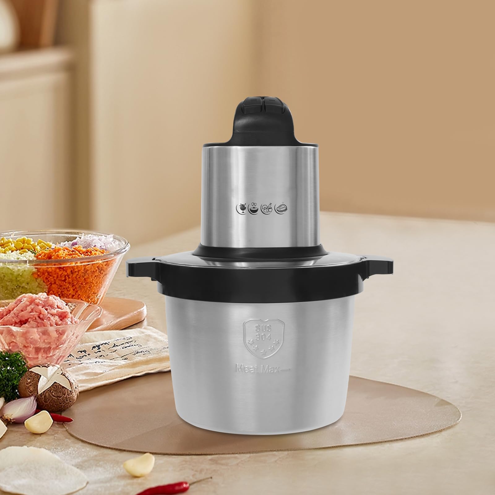 Tritatutto elettrico grande, 1500 W, tritatutto elettrico da 6,5 l, tritatutto universale per frutta, verdura, carne