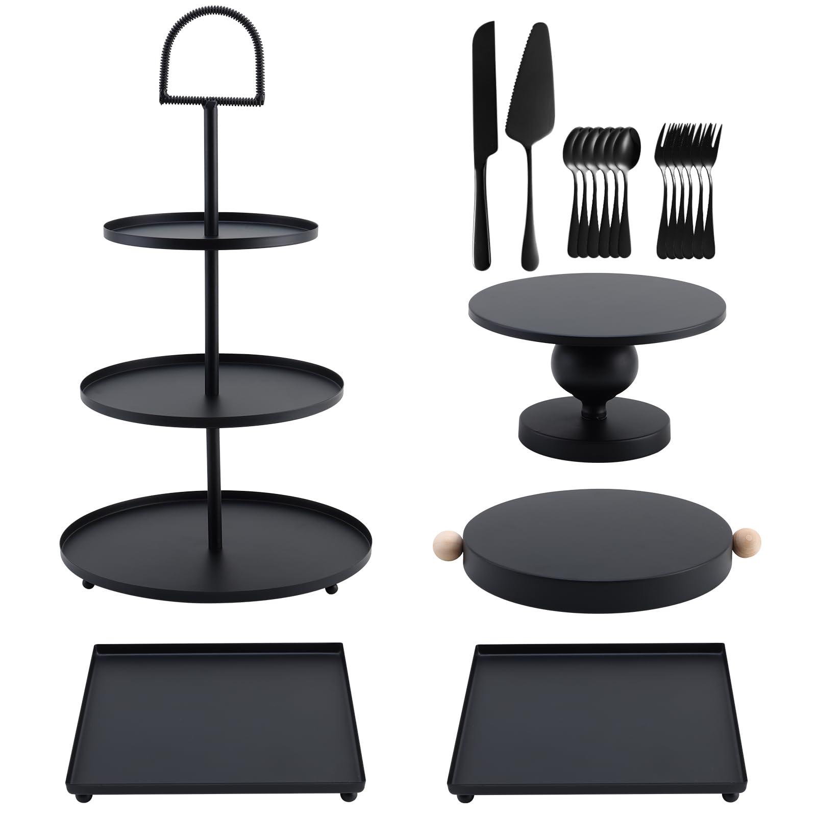 ViViTOP 19 PCS Black Cake Stand Set, Dessert Table Display Set with Wedding Cupcake Stand and Cake Stands for Party, Weddings Birthday Baby Showers Anniversary Party