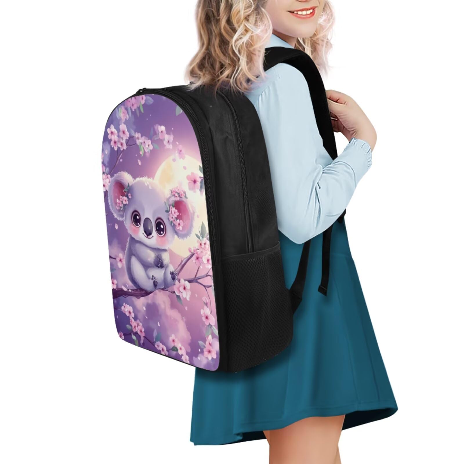 Ystardream Large Capacity Backpack for Teen Girls Cute Koala Backpack and Lunch Box Set 4 Piece Student Back to School Book Bag with Front Pocket for Primery School Kids 1-6th Grade School Use