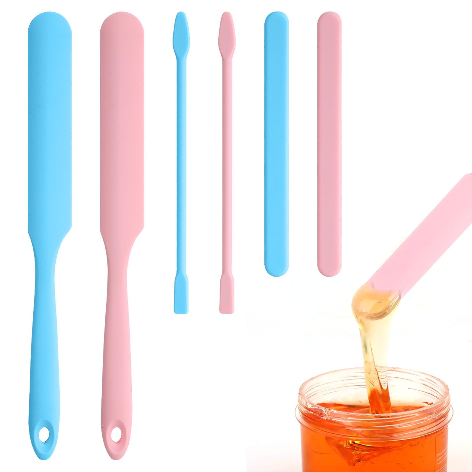 WLLHYF 6Pcs Non-Stick Wax Spatulas Set Silicone Spatula Wax Hair Applicator Removal Sticks Reusable Hard Wax-Scraper Eyebrow-Wax Sticks for Home Salon Body Use