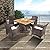 Tangkula 5 Pieces Wicker Patio Dining Set, Outdoor Acacia Wood Dining Furniture with 4 Armrest Chairs & 1 Dining Table, Rattan Conversation Set with Cushions & Umbrella Hole for Backyard Garden Porch