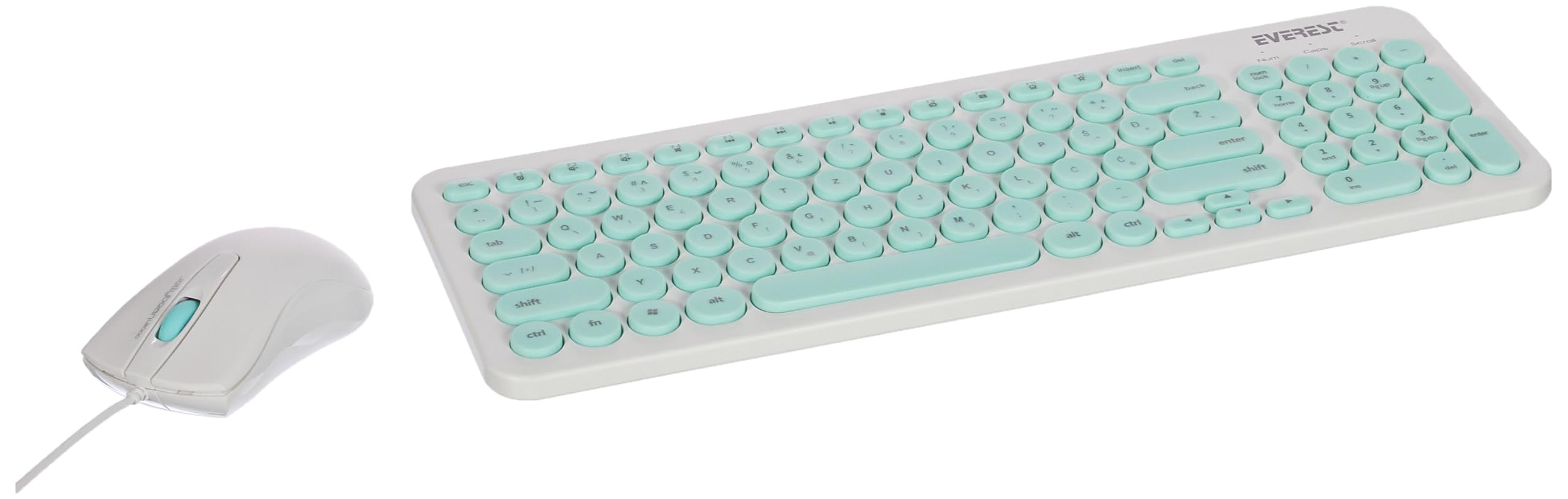 Everest KM-01K Turkuaz Usb Yuvarlak Tuşlu 3D Mouse Combo LC Layout Klavye + Mouse Set