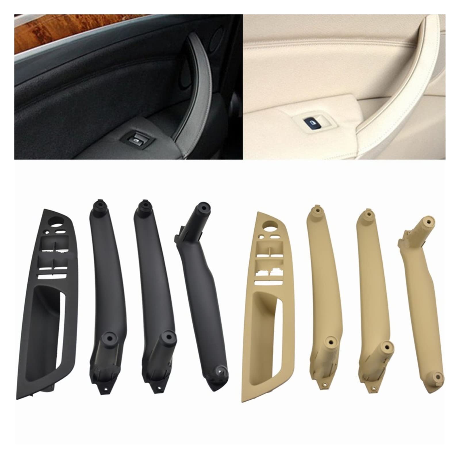 Deur Hendel Voor E70 E71 Voor X5 Voor X6 2007-2014 Armsteun Auto links voor bestuurdersstoel LHD Binnendeur handvat Binnenpaneel Pull Trim Cover In-auto Handvat(Black-4pcs