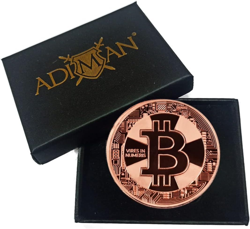 Adiman Bitcoin Metal Coin 29 Grams 1 Oz Thick Heavy Rosegold Copper Cryptocurrency Physical Coin