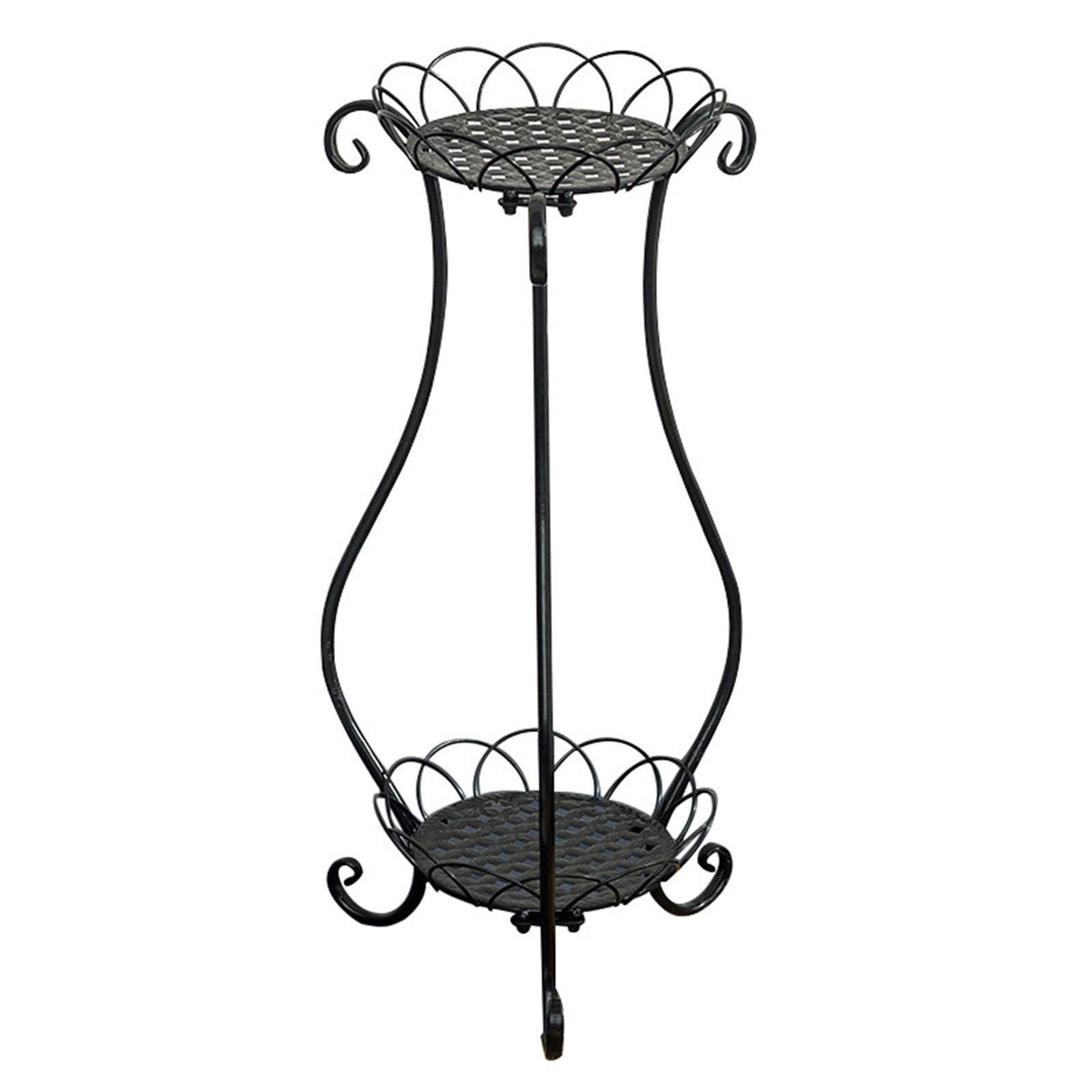 WONOOSMetal Flower Stand Plant Stands Multi-Layer Floor Metal Flower Stand Indoor Living Room Balcony,Black