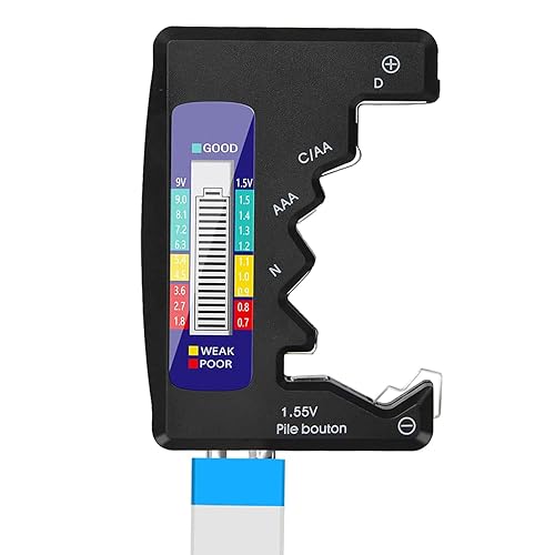 Miniatura 5 de Probador de batería LCD de 2 piezas, monitor universal para pilas de botón AA AAA, AAA, C, D, 1.5 V, 9 V, 9 V, probadores de nivel de vida de