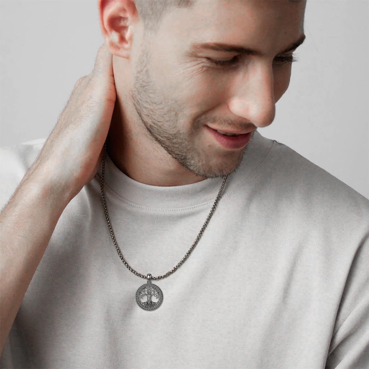 Tree of Life Necklace 925 Sterling Silver Black Tree of Life Pendant Necklace Jewelry Gifts for Men Women - Image 2