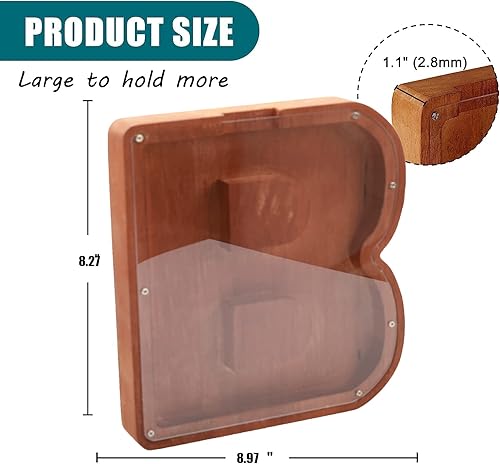 Miniatura 2 de Hysnan Alcancía de letras para niños y niñas, banco de dinero de madera con 26 letras del alfabeto para niños, banco de monedas personalizado con