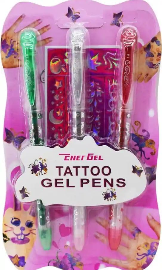 ARTISTERY Fancy Non Toxic Tattoo Gel Pen Pack Glitter Pen for Kids, Washable Tattoo Gel Pens,Best For Birthday Return Gift For Kids Pack Of 3 Pens-picture-43