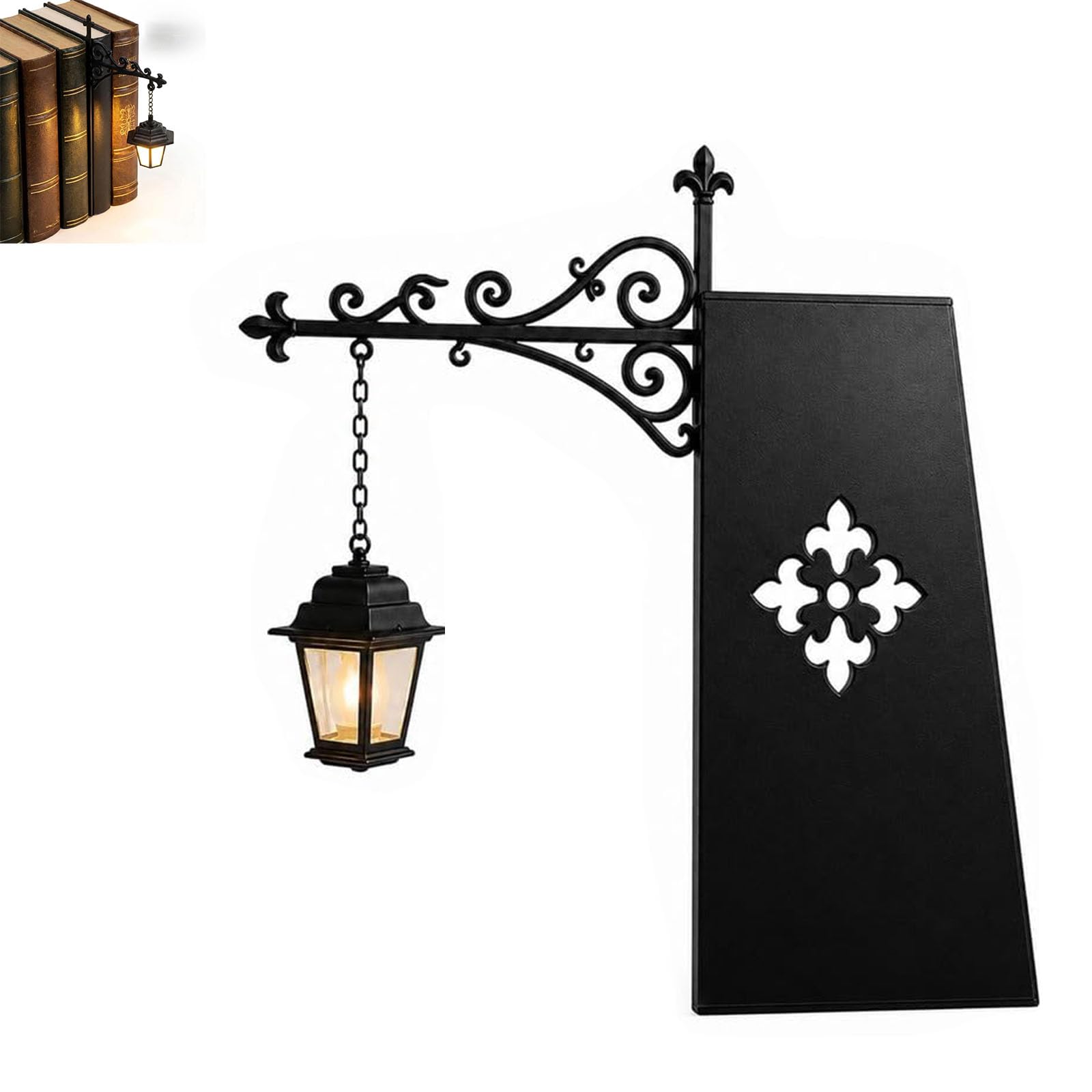 Library Lantern-Decorative Bookshelf Lighting, Vintage Wooden LED Book Nook Lamp, Portable Reading Corner Decor, Gift for Book Lovers & Bookworms