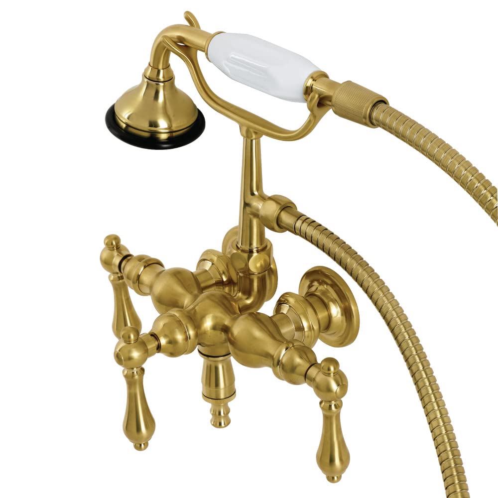 Robinet de baignoire îlot Kingston Brass AE19T7 en laiton brossé pour salle de bain rétro