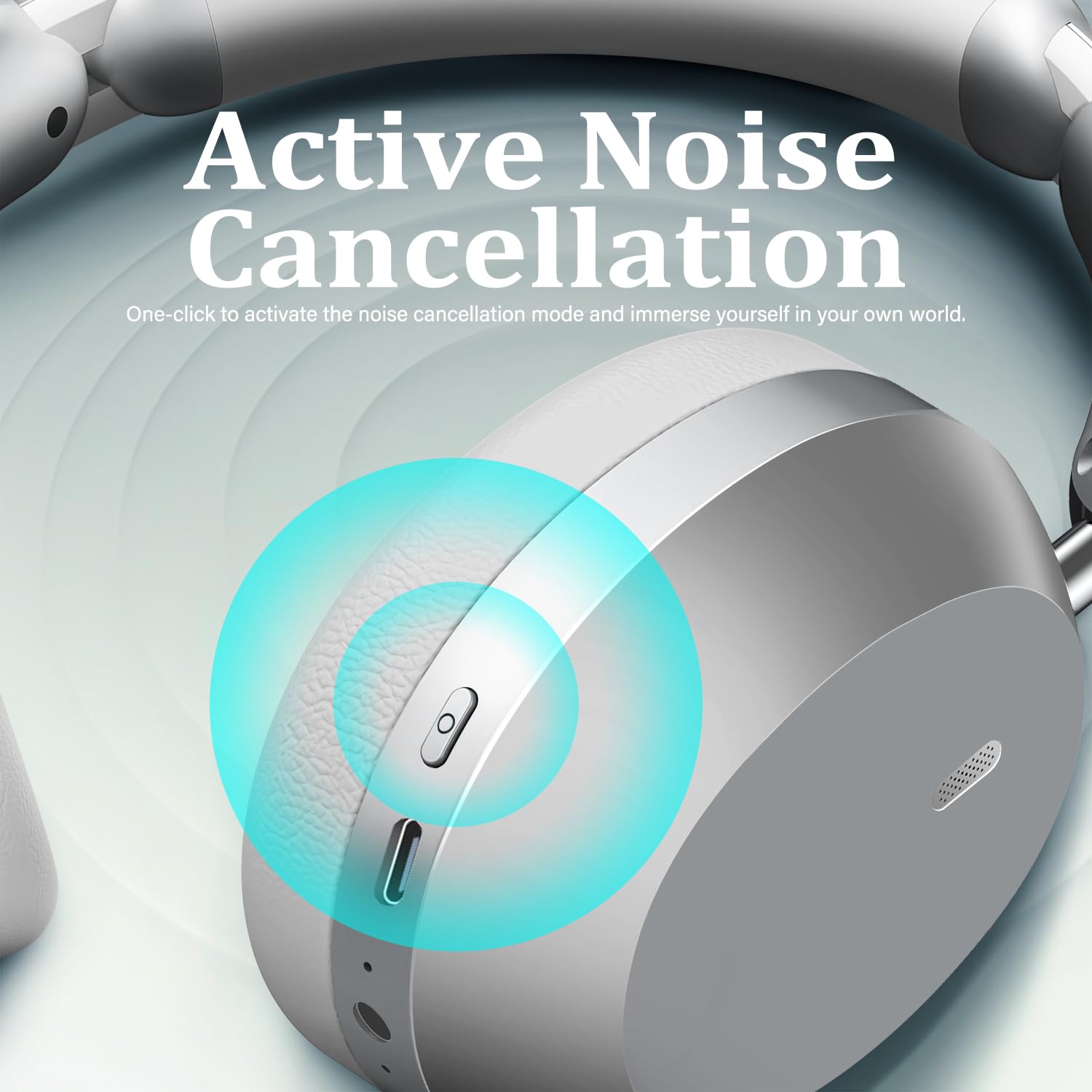 Wentronic Y04 - Cuffie over-ear wireless Bluetooth 5.3 con cancellazione attiva del rumore e suono ad alta risoluzione, 48 ore di riproduzione, morbidi padiglioni auricolari - viaggi, ufficio e casa