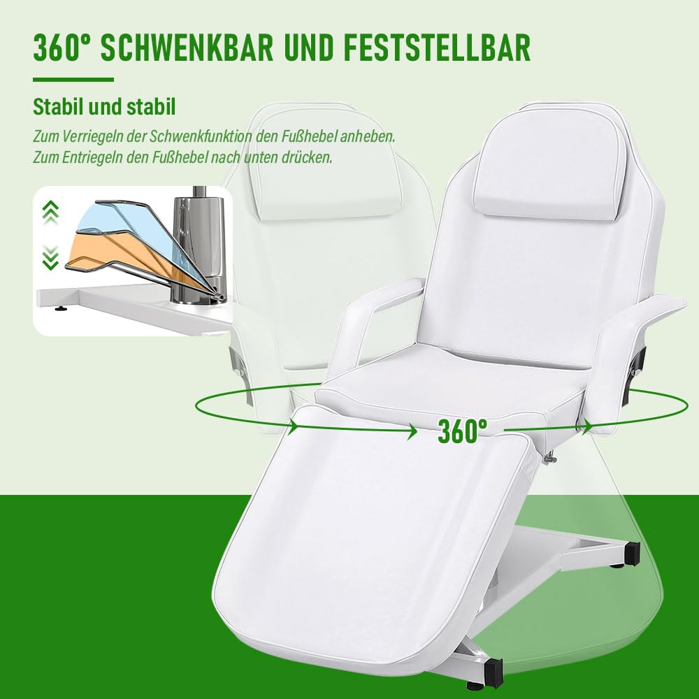 Massageliege Kosmetikliege Klappbar Höhenverstellbar 3 Zone,Tattoo Liege Friseurstuhl für Friseur Spa Schönheitssalon Ausrüstung (Weiß,182cmX82cmX64cm)