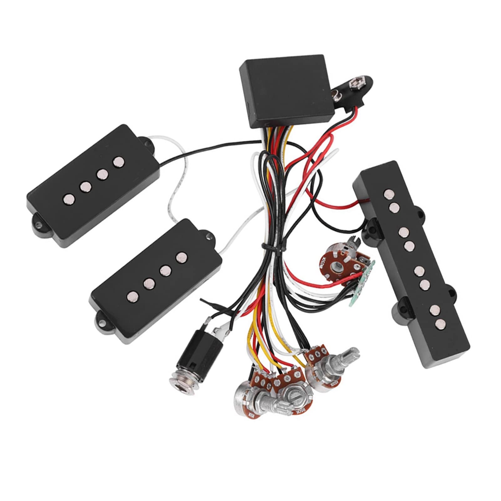 Pastillas de bajo Circuito de Cableado de Preamplificador de bajo Eléctrico y Kit de Pastilla para bajo de Jazz: Fácil Instalación, Rendimiento Profesional con Controles Ajustables