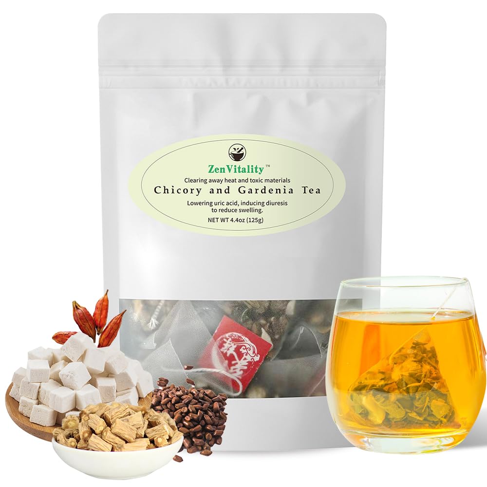 ZenVitality Chicory And Gardenia Tea Bags, Kidney and Liver Tea for diabetes With Tuckaho, Gardenia, Chicory root, Cassia Seed, Mulberry Leaf, Dandelion, Burdock root, Barley