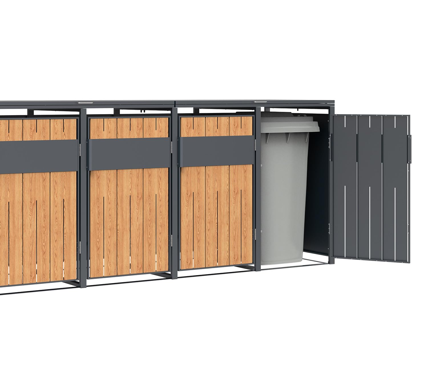Westmann Varius 6 Mülltonnenbox 6x240L | Metall & Holzoptik | Gasdruckfedern | Magnetverschluss | Mülltonnenverkleidung Anthrazit