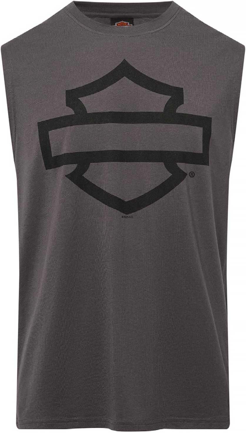 Harley-Davidson Men's Open Bar & Shield Sleeveless Muscle Shirt, Charcoal