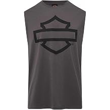 Men's Open Bar &amp; Shield Sleeveless Muscle Shirt, Charcoal