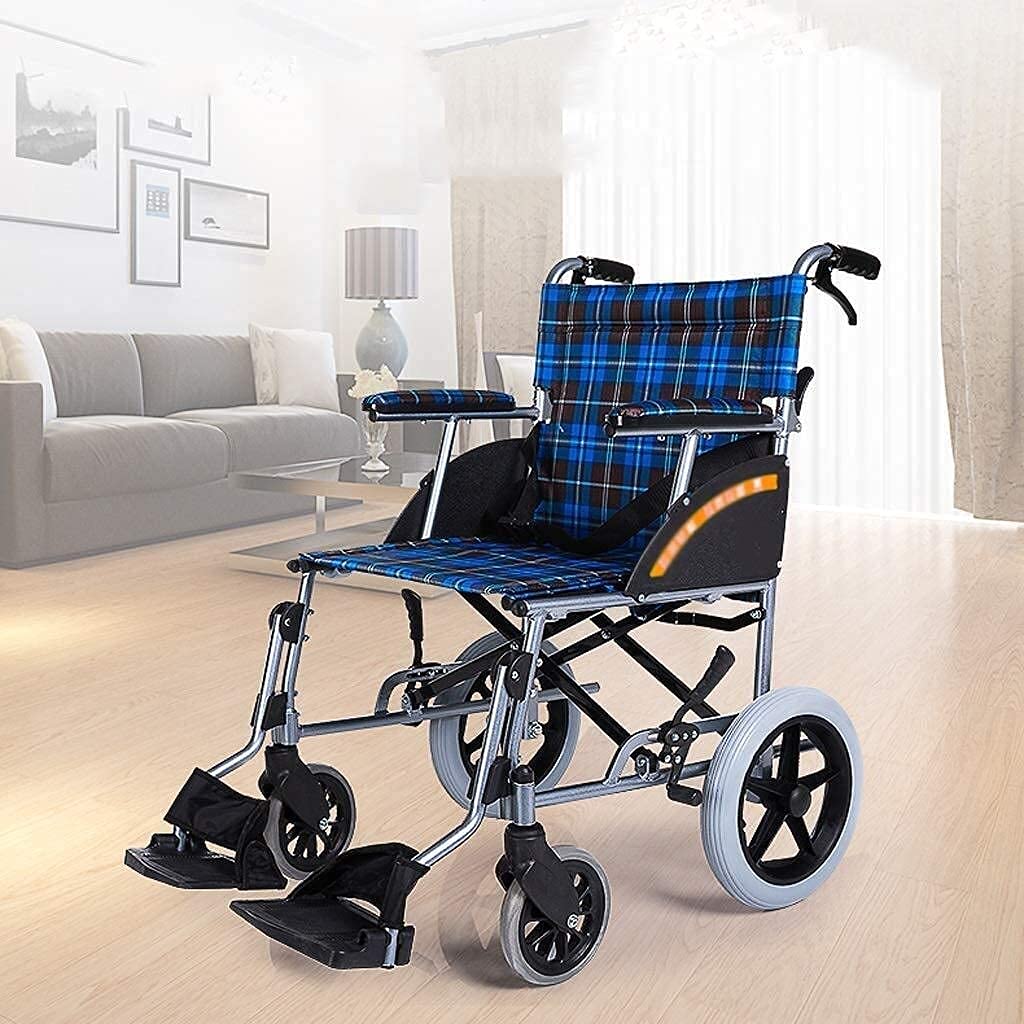 Silla de Ruedas Sillas de Ruedas Silla de Ruedas Manual de aleación de Aluminio Plegable ultraligera para el hogar Carro para Personas Mayores discapacitadas Ayuda para Caminar Freno de Mano