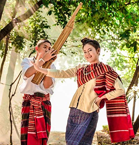 Cozinest Professional Thai Khaen Bamboo Instrument Double Silver Reed Isan Mouth Organ Traditional Lao Khen Flute Musical Folk Harmonica Kan 8 Key Am #TOP2