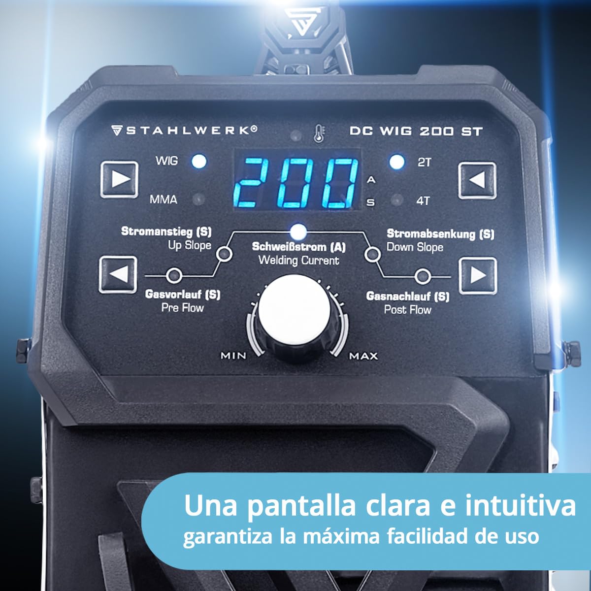 STAHLWERK Soldadora de electrodos ARC 200 Puls Pro – Equipo completo – Máquina de soldar sin gas protector, MMA/Electrodo, Inverter Lift-TIG 200 A, Hotstart, Arc Force, Antistick, función de pulso
