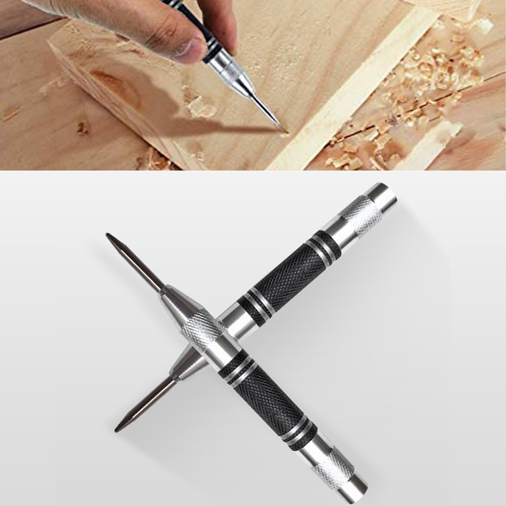 2 Pièces Pointeau a Frapper,Center Outillage Pointeuse Avec Chevilles Goupille Marquage,pour Métalliques Punch Lettre Metal Plaques Poinconneuse Inclinometre Tampon Papier Cuir Outils Estampage Argile