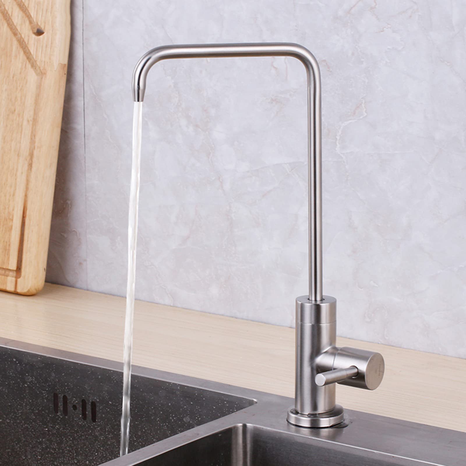 Grifo de Cocina Agua filtrada Grifo de Agua Potable Recto de Acero Inoxidable para purificador de Agua Grifo Mezclador de Cocina Cepillado
