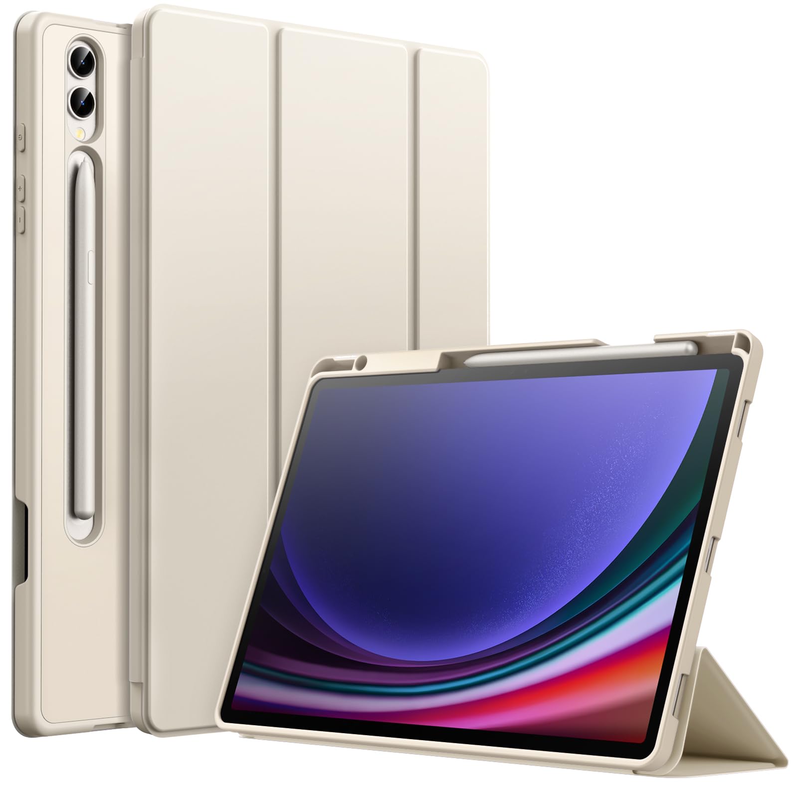 JETech Case for Samsung Galaxy Tab S10 Plus/Tab S9 Plus 12.4 Inch with S Pen Holder, Soft TPU Tri-Fold Stand Protective Tablet Cover, Support S Pen