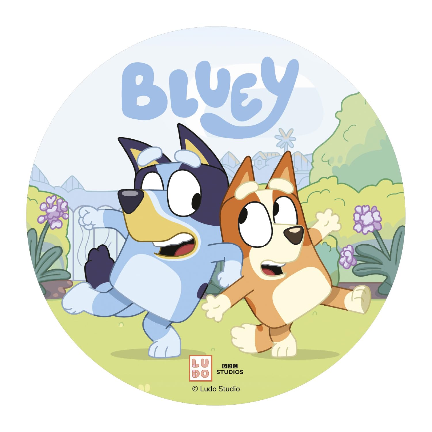dekora – Bluey Edible Cake Topper 20 cm, Wafer Paper Birthday Cake Decoration with Bluey and Bingo, Birthday Decorations for Kids, Gluten Free, Lactose Free, Suitable for Vegetarians