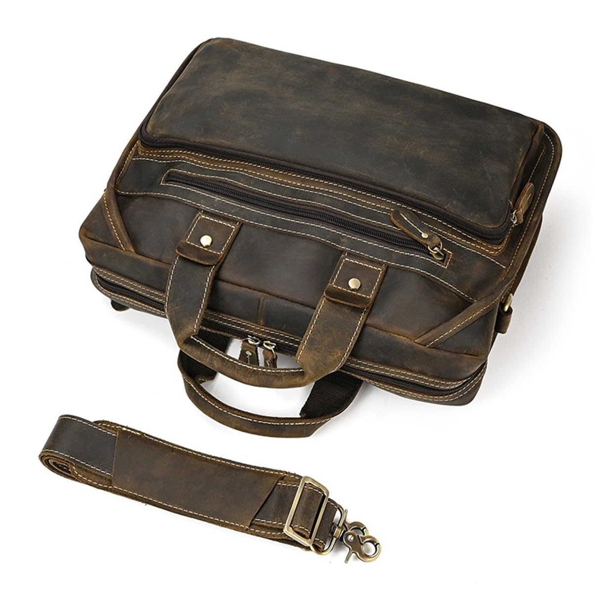 Borsa in pelle uomo, messenger vintage for laptop 15" con tracolla