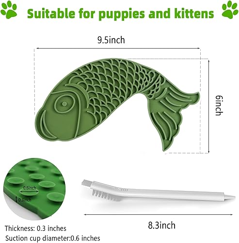 Miniatura 9 de Tapete para lamer gatos, 3 piezas. Tapete para lamer lentos en forma de pez, tapete antideslizante para lamer con ventosas para reducir el