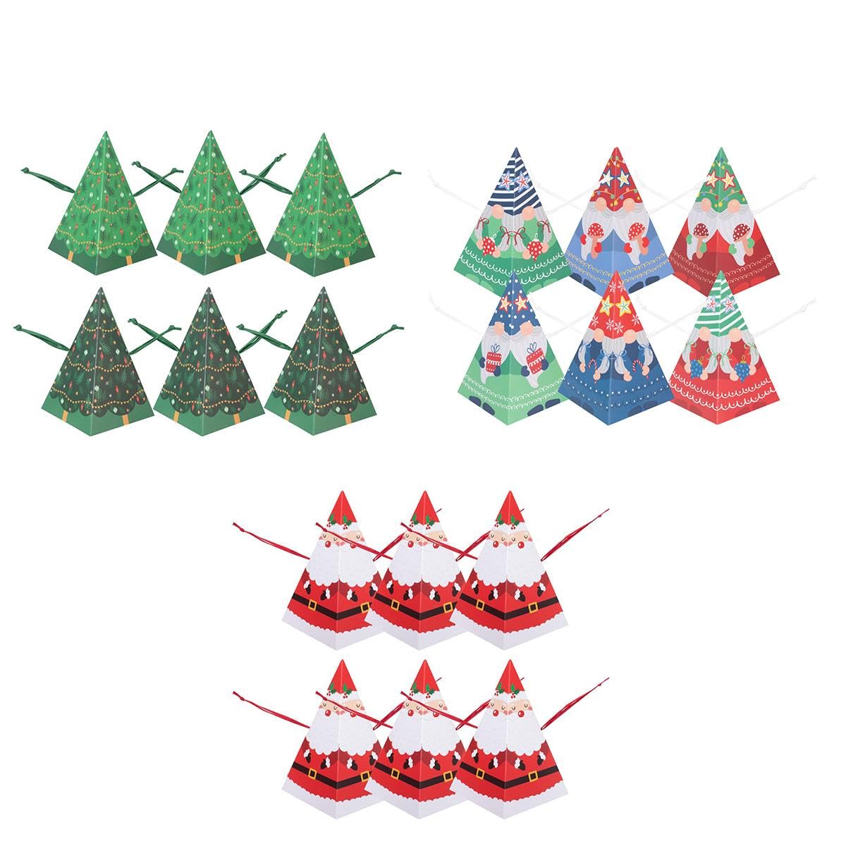 Yöl Red - All 3 Pack Of 18 Novelty Pyramid Christmas Crackers Games - True Or False, Would You Rather, Trivia - Eco-Conscious Family Festive Fun Hat, Snap & Motto Blue Green Red