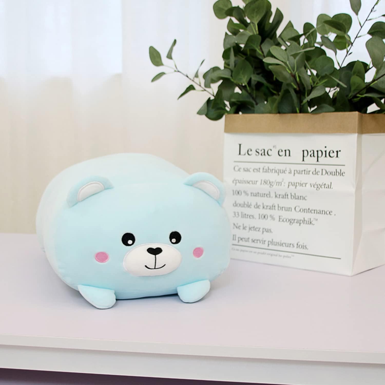 Cute Plush Bear Stuffed Squishy Animal Bear Cylindrical Body Pillow,Super Soft Hugging Toy Pillow Kids Kawaii Pillow Gifts for Bedding Decor or Home Decor 24-Inch - Image 3