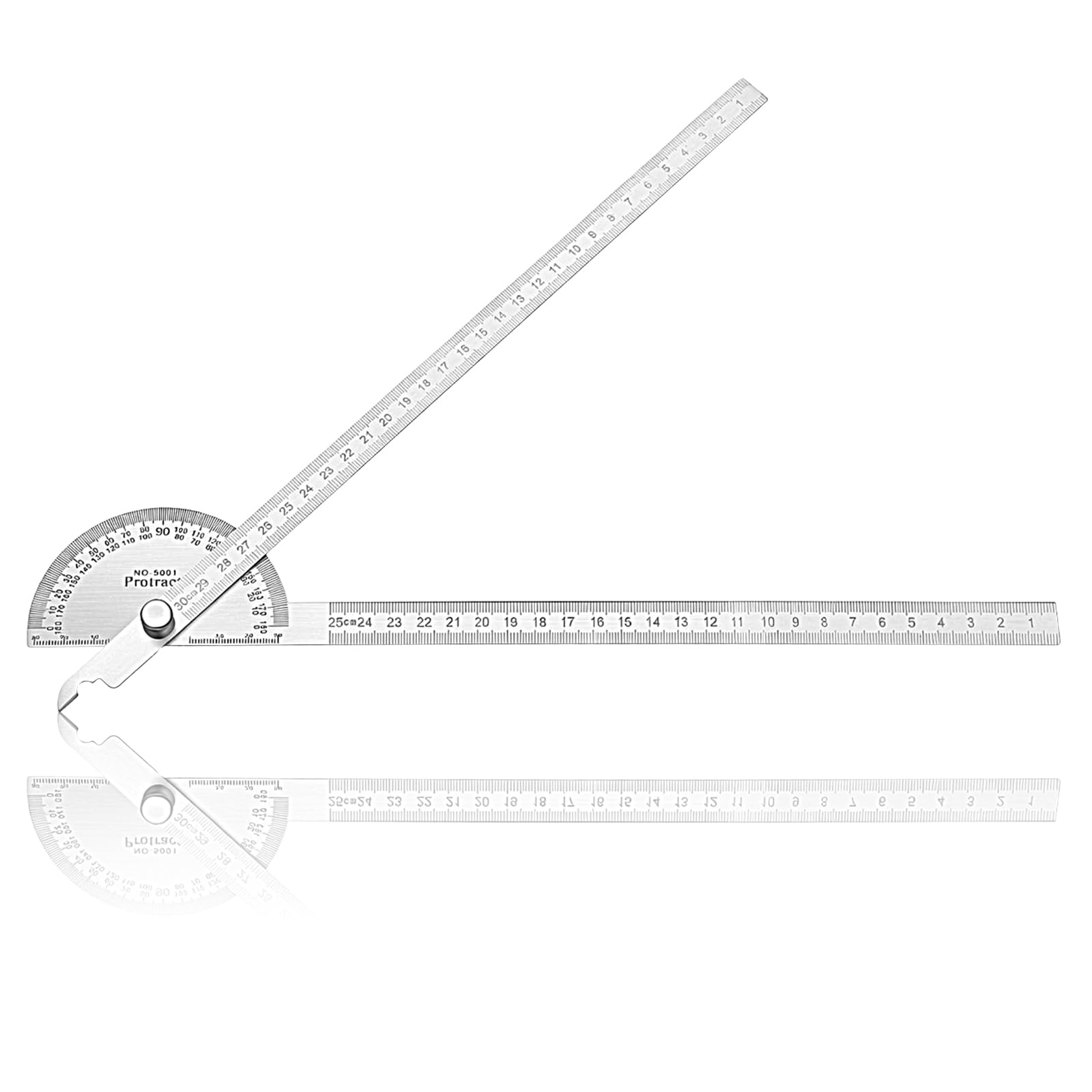 Goniometro in acciaio inox 0-180° regolabile 30 cm