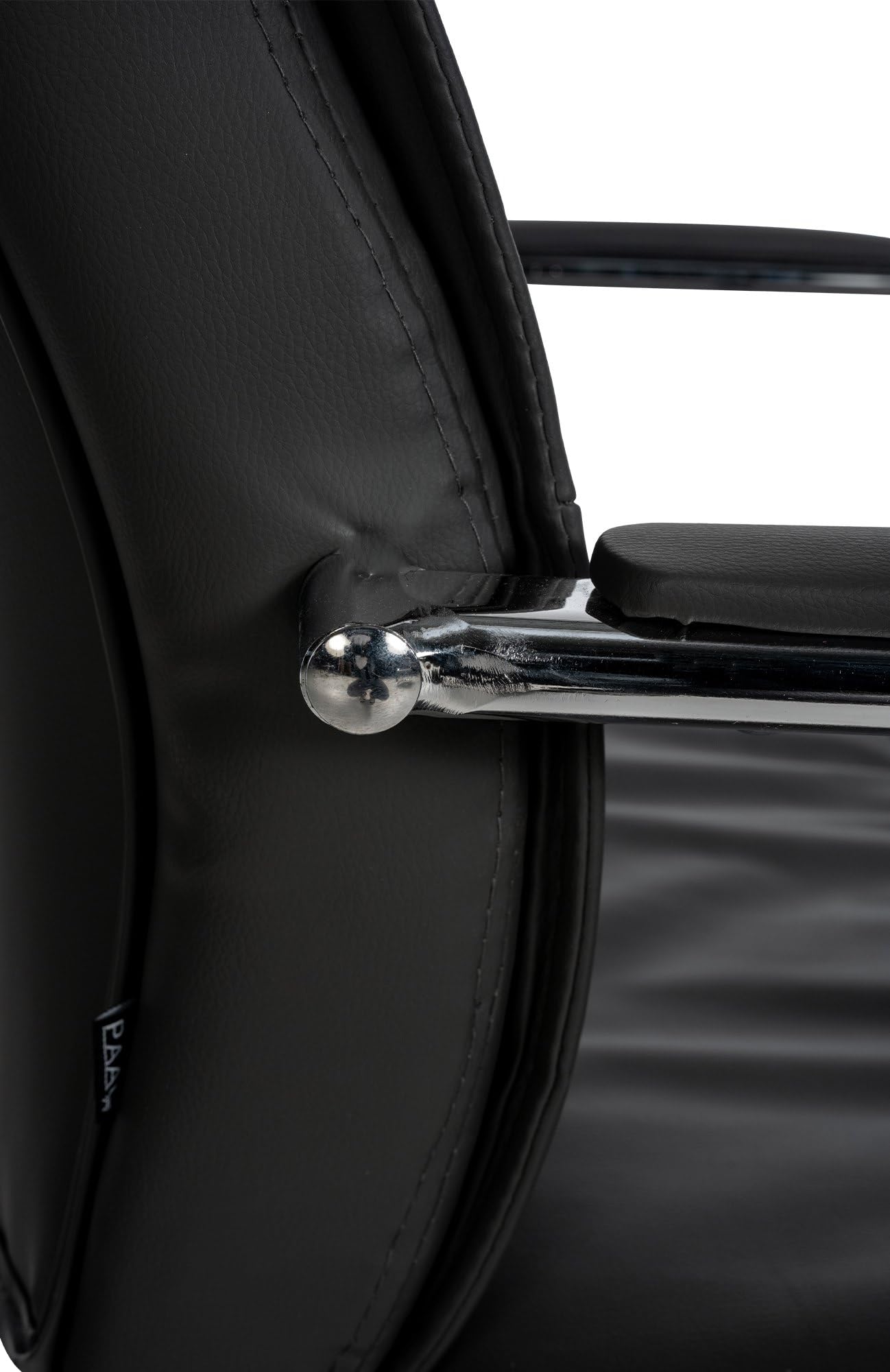 CLP Chaise Visiteur Sievert en Similicuir avec Accoudoirs | Fauteuil Luge sur Pičtement en Métal I Assise Et Dossier Rembourrés, Couleur:Noir