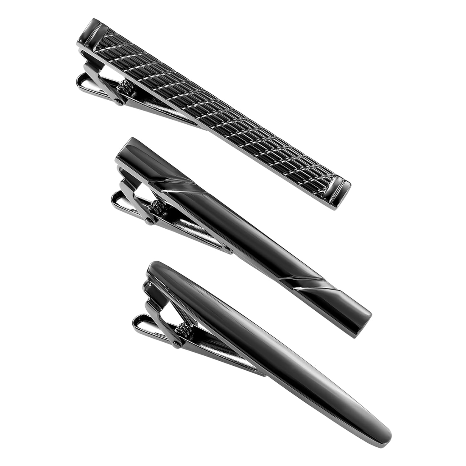 Black 316L Stainless Steel Classic Tie Pins for Men Formal Business Accessories Gift (Pack of 3)-image-7