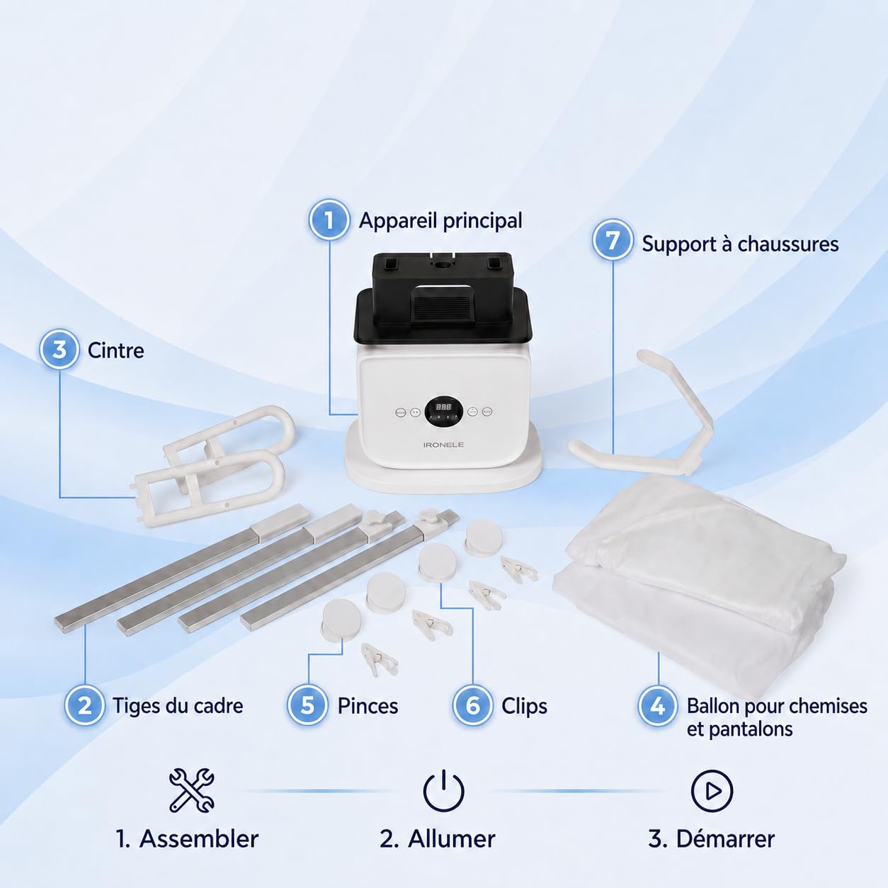 Machine à repassage automatique avec accessoires pantalon/robe | Remplace fer et défroisseur | Appareil intelligent de lissage des vêtements