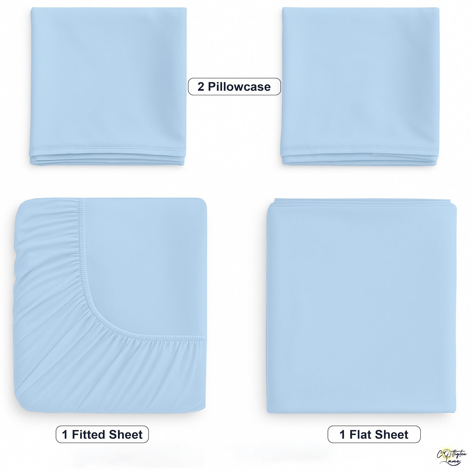 Ardenia Bedding - Set di 4 lenzuola per lettino, 400 pezzi (30" X 75" X 6" Drop) Solido blu chiaro.