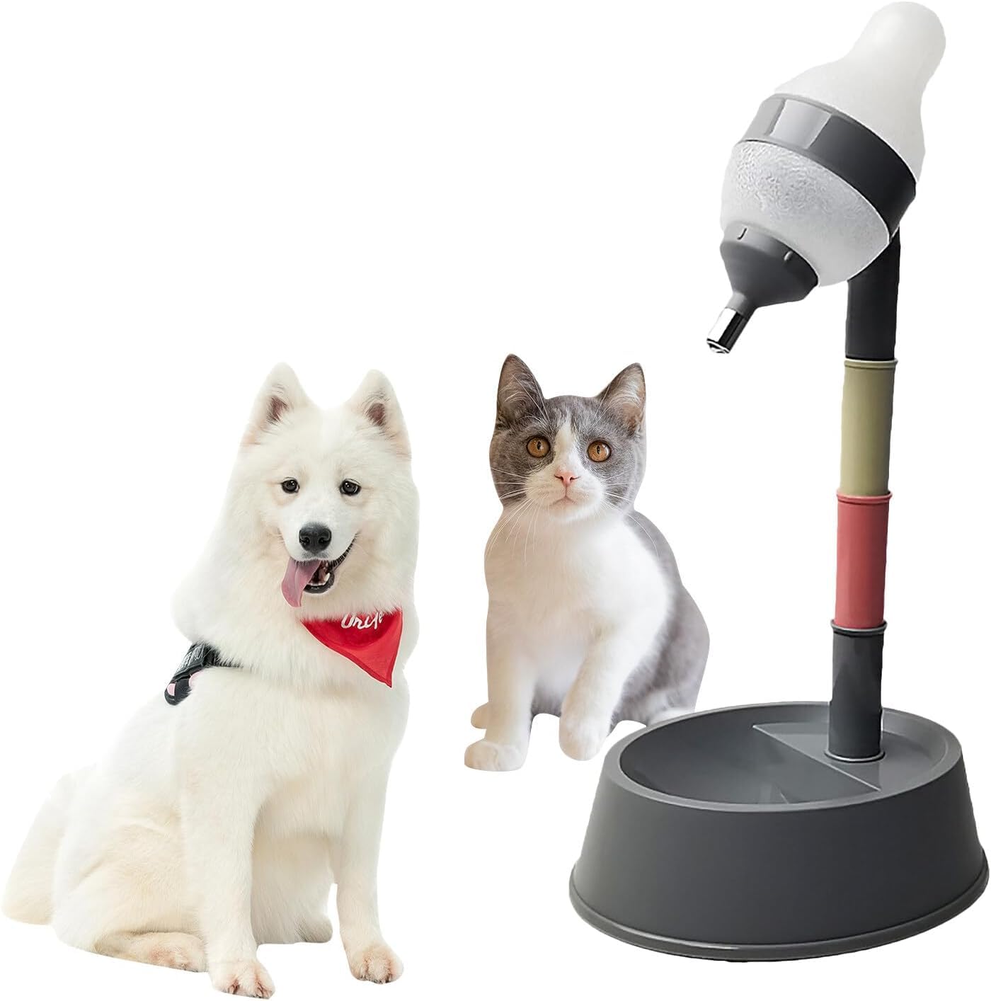 Pet Standing Water Dispenser, Water Dispenser for Standing Cats, Automatic Multi-purpose Adjustable Height Dog Water Bottle Dispenser for Cats, Dogs(Grey)