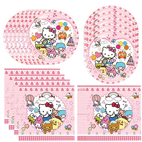 BCASA 40pck Hello Kitty Cat Party Supplies include 20 plates 20 napkins for the Kitty Cat birthday party decoration