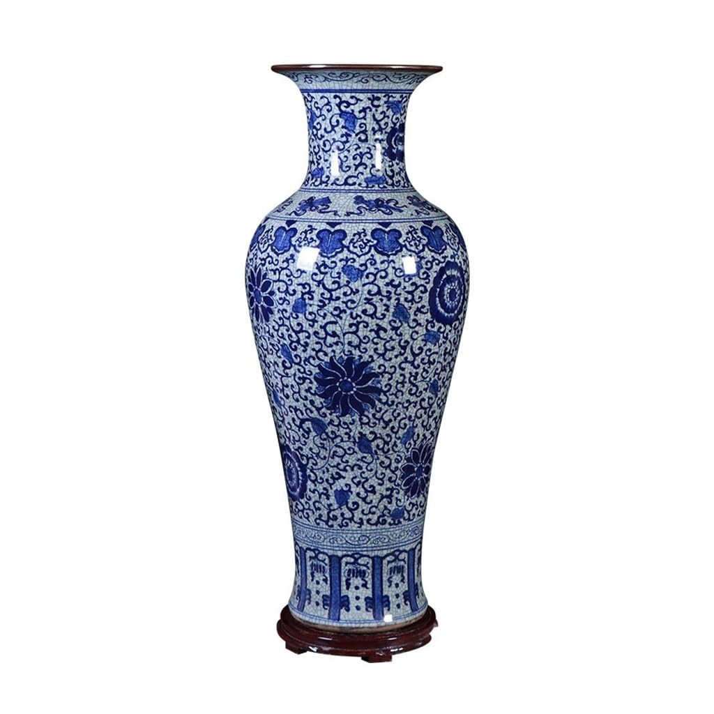 Centerpiece Vases Retro Ceramic Floor Vase Antique Blue And White Porcelain Living Room Flower Arrangement Chinese TV Cabinet Decoration