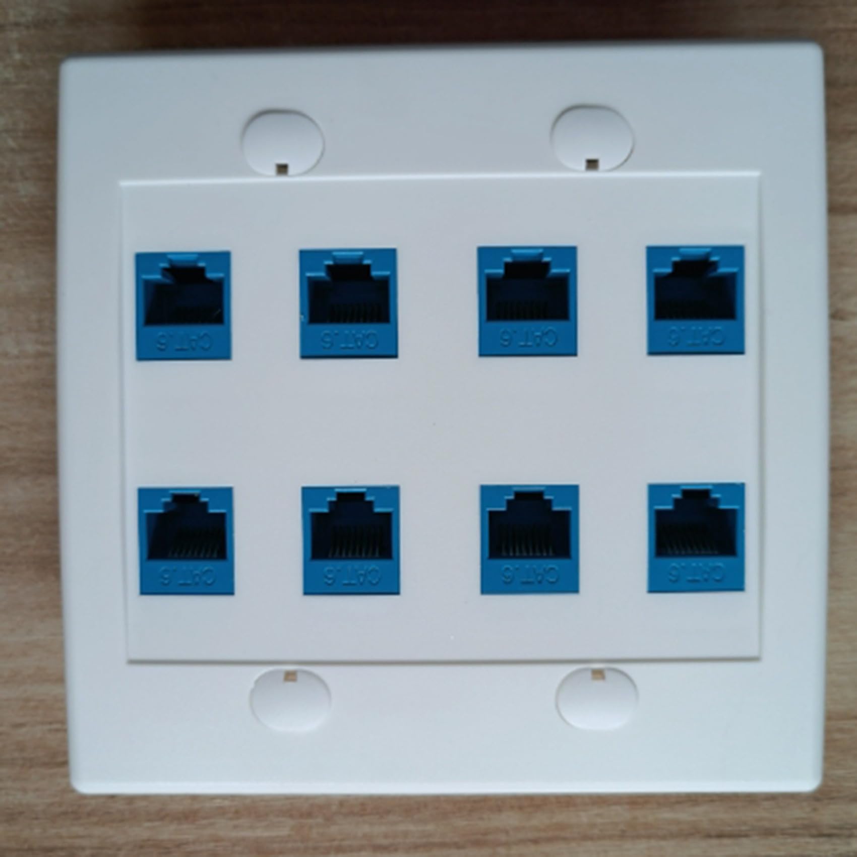 4X Plaque Murale Ethernet 8 Ports - Double Gang Cat6 RJ45 Jack Câble Réseau Façade à - Bleu