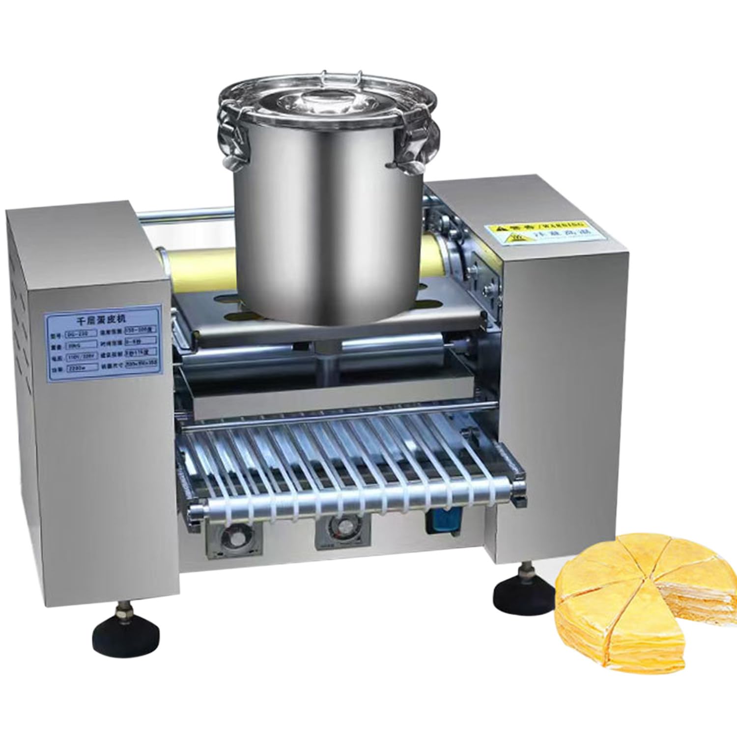 Commercial Automatic Mille-Feuille Cake Machine, Egg Skin & Pancake Maker, Efficient Motor, 0-200°C Adjustable, Uniform Heating for Dessert Bars & Catering Services 8in