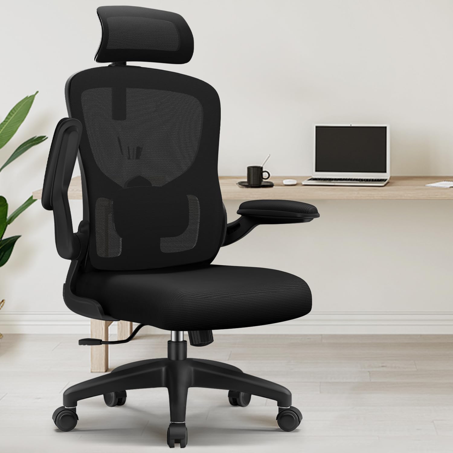 Chaise Bureau Ergonomique, Chaise de Bureau Inclinable Pivotant, Fauteuil de Bureau 150kg Confortable à roulettes, Appui-tête et Accoudoirs Ajustables, Siège Bureau avec Le Support Lombaire