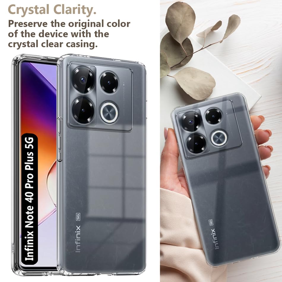 Image of Fashionury Crystal Clear Case for Infinix Note 40 Pro Plus 5G | Yellowing Resistance | Transparent TPU Silicone | Raised Camera Lips | Slim Transparent Cover