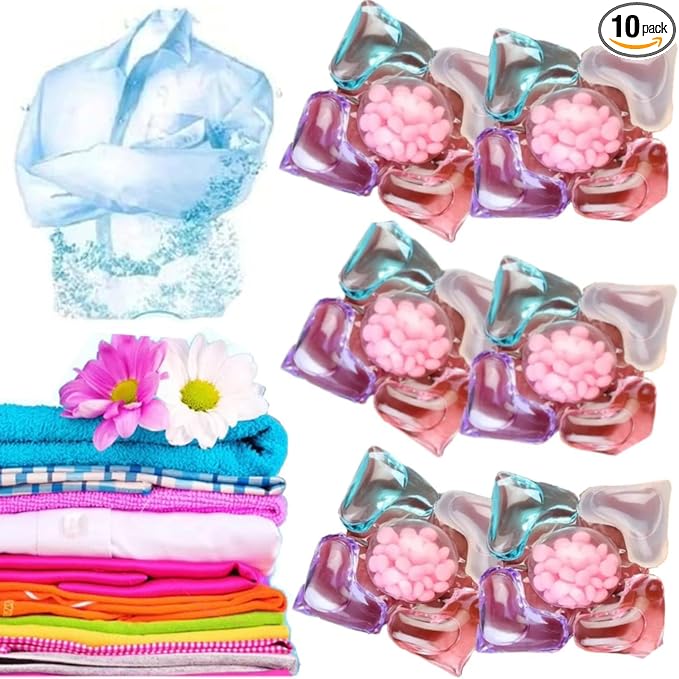 Image of 4 in 1 matic laundry pods for washing machine suitable for Front /Top Load, Odor, Stain Remover, Semi-automatic Detergent pods, smart shot Laundry Cleaning Tablets (24)