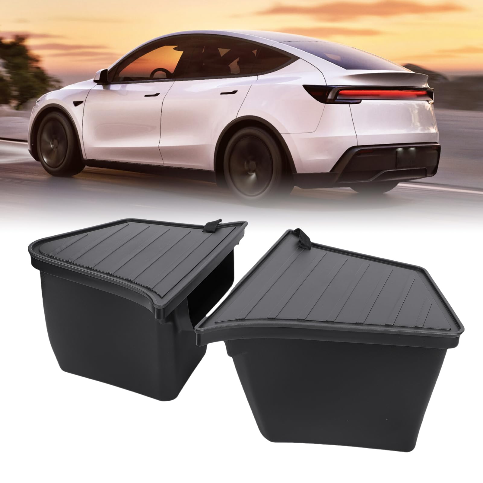 Bacs de rangement latéraux du coffre arrière pour Model Y 2025 2026 avec couvercle en TPE