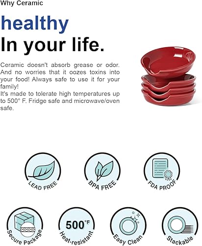 Miniatura 7 de LE TAUCI Soporte de cuchara de cerámica para cocina, soporte de cuchara de 4.8 pulgadas para estufa, soporte para cuchara de café, soporte para