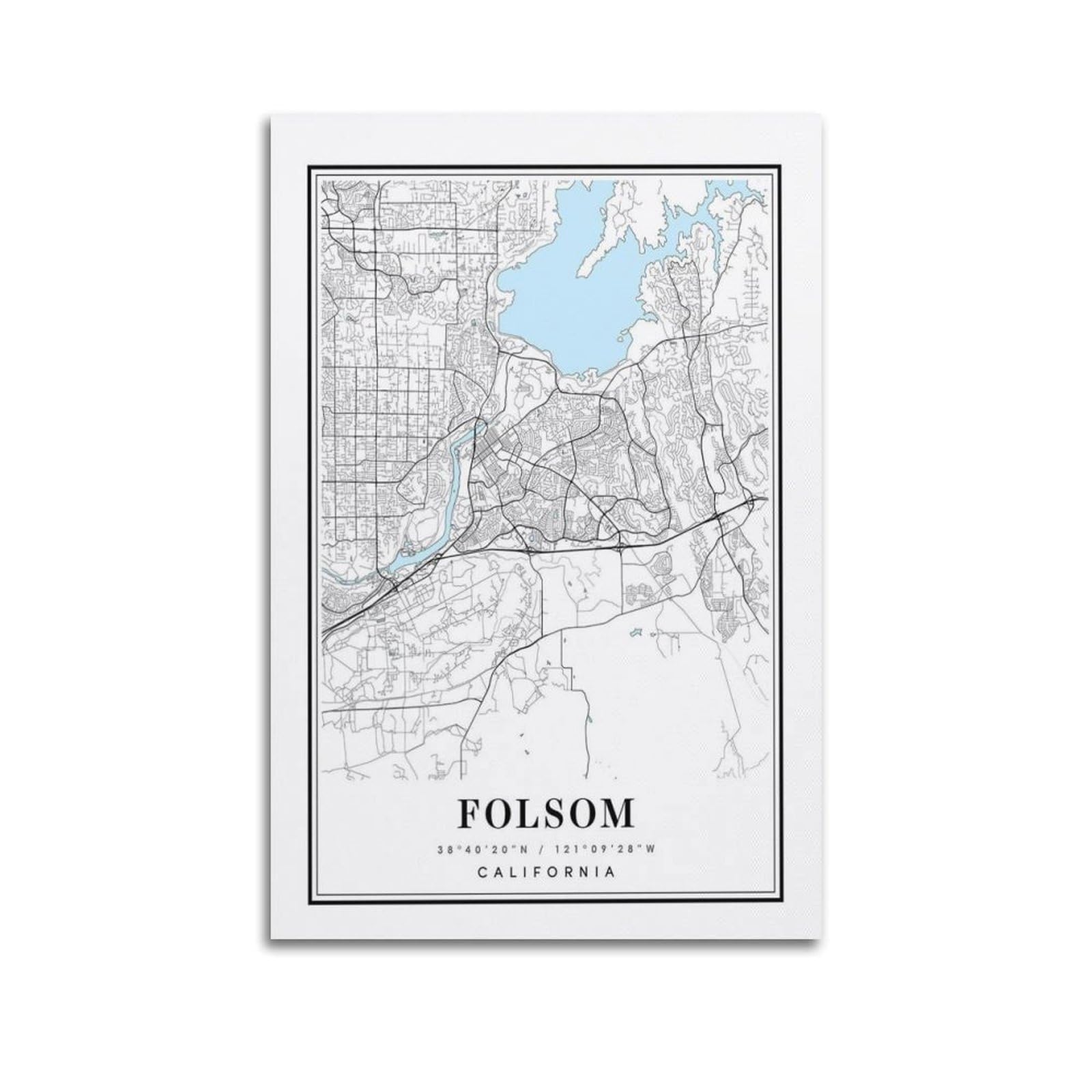 xiaoxiaoshen Folsom California Map Canvas Poster Wall Art Prints Room Aesthetic Murals Bedroom And Living Decorations 20x30inch(50x75cm)